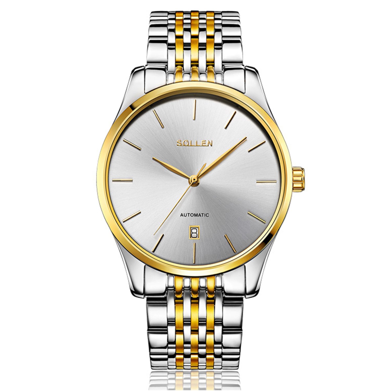 sollen/梭伦全自动机械表 超薄防水手表男士精钢男表男表男手表男机械